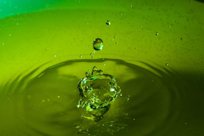 Close-up of drop falling in water