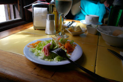 Close-up of food in plate on table