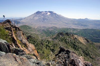 Scenic view of mountains against clear sky