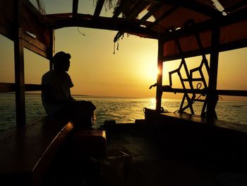 Scenic view of sea at sunset