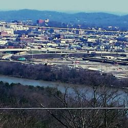View of river with mountains in background