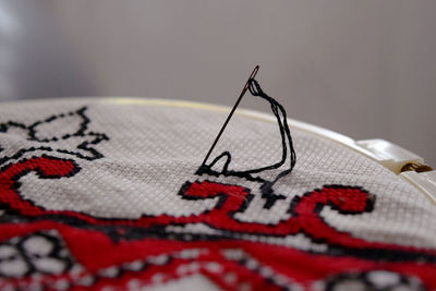 Close-up of embroidery