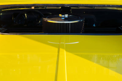 Retro vintage yellow detomaso car details