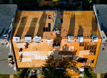 High angle view of buildings in city