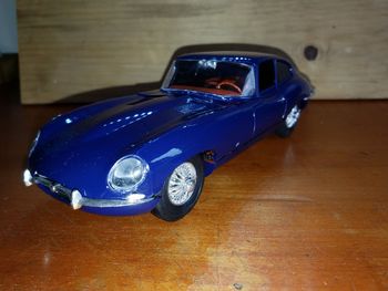 Close-up of toy car on table