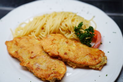 Close-up of meal served in plate