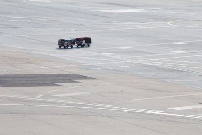 Trolleys on airport runway