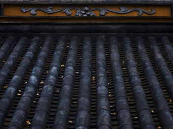 Full frame shot of metallic structure in temple