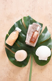 High angle view of food on table