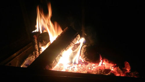 Close-up of bonfire at night