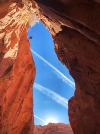 Low angle view of rock formations