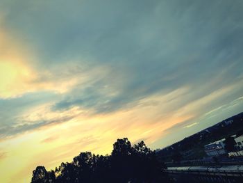 Low angle view of silhouette trees against sky during sunset