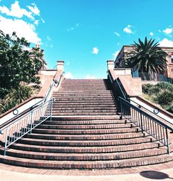 Low angle view of stairs against sky