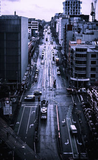 High angle view of city street