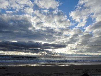 Scenic view of beach against sky