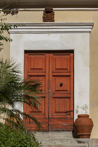 Closed door of building