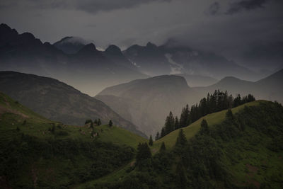 Scenic view of mountains against sky