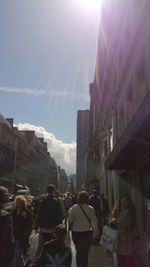 People walking on city street