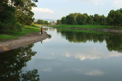 Scenic view of lake against sky