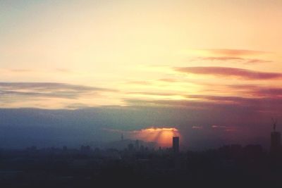 Buildings at sunset