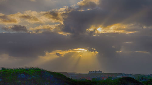 Panoramic view of landscape against sky during sunset