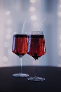 Close-up of wineglass on table