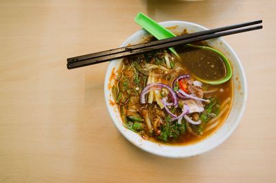 Close-up of soup in bowl