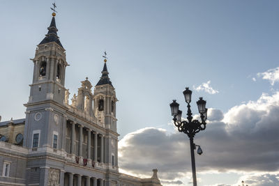 Low angle view of almudena cathedral in madrid  