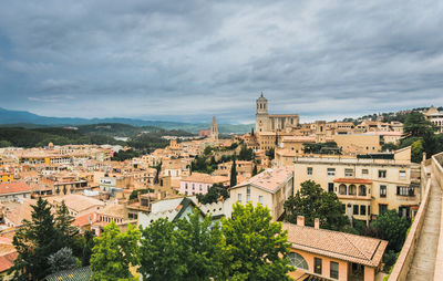 High angle view of townscape against sky