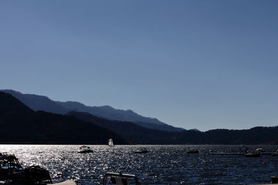 Scenic view of sea against clear sky