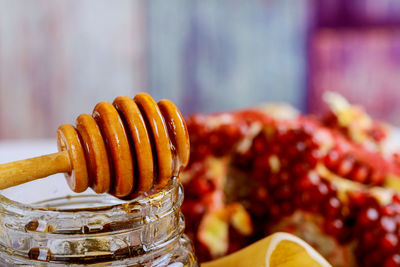 Close-up of food on table