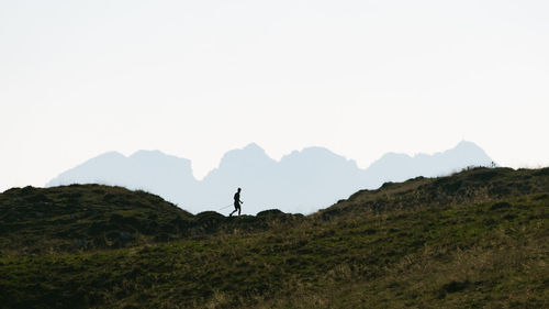 Scenic view of mountains against clear sky