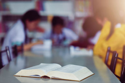 Open book on table