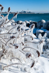 Aerial view of frozen sea against sky