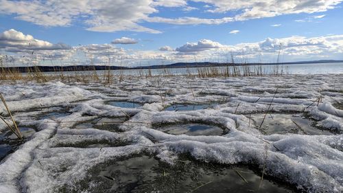 Scenic view of sea during winter