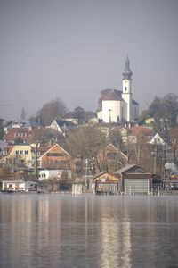 River amidst buildings against sky