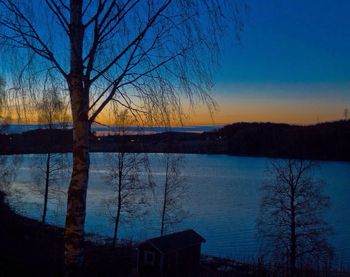 Scenic view of calm lake at sunset