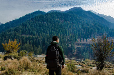 Rear view of a man on mountain