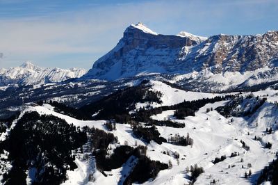 Low angle view of majestic mountain against sky