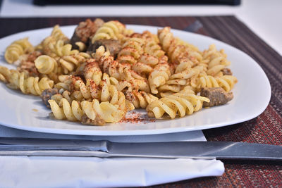 Close-up of food in plate on table