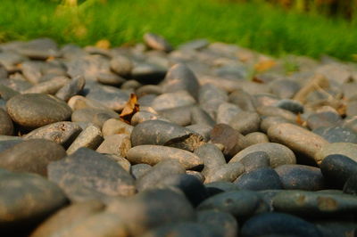 Close-up of stones on pebbles