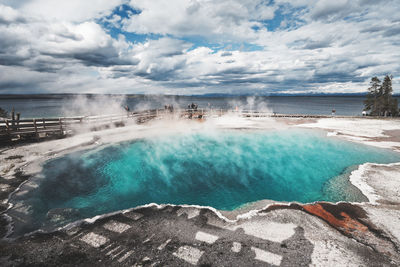 Panoramic view of sea against cloudy sky