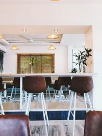 Empty chairs and table at home