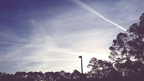 Low angle view of vapor trail in sky