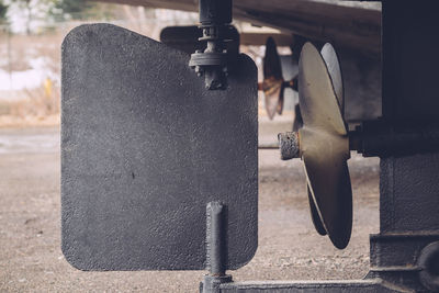 Close-up of ship propeller