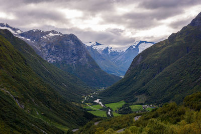 Scenic view of mountains against sky