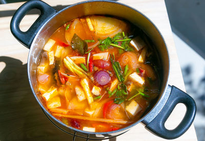 Close-up of soup in bowl