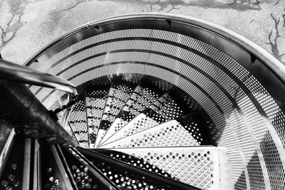 High angle view of spiral staircase