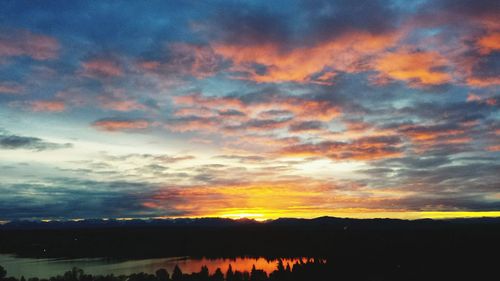 Scenic view of lake at sunset