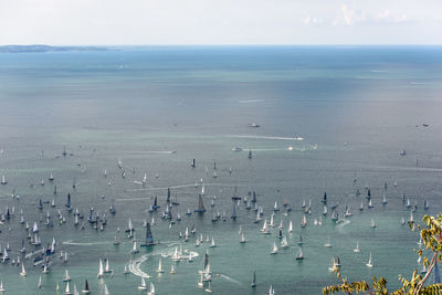 High angle view of sea against sky